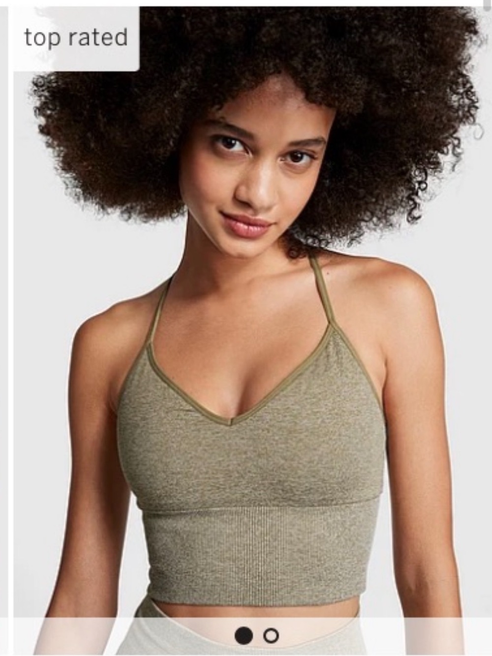 PINK Seamless Olive Green Longline Sports Bralette & Legging Set